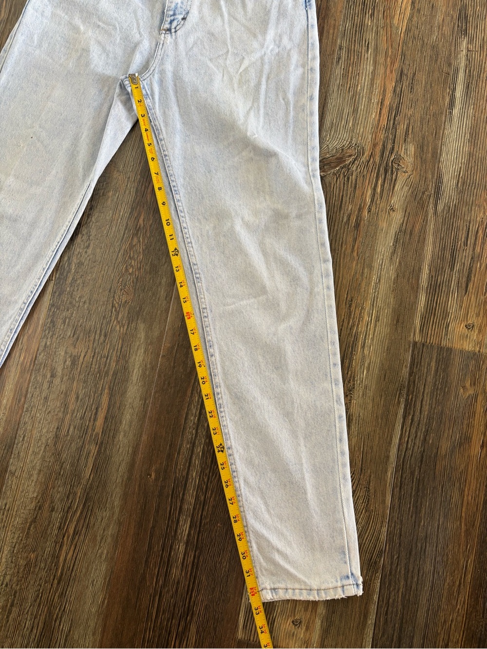 *FLAWS* Vtg Lee High Waist Tapered Light Wash Denim Jeans 10L Western Yoke 80s - Picture 5 of 16